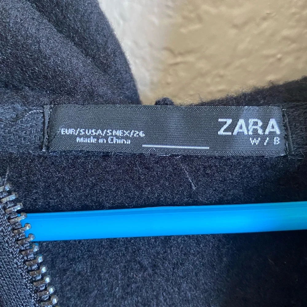 Zara Womens Oversized Hoodie Jacket with Faux Fur Sleeves size S